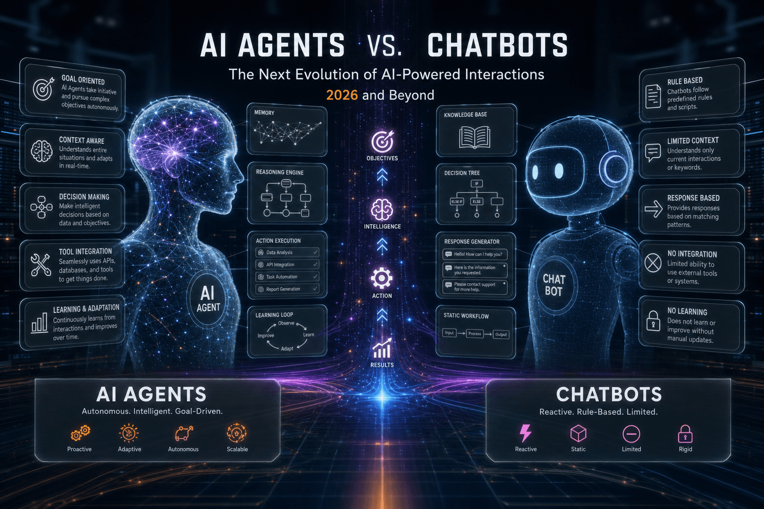 Agentes IA autónomos vs chatbots: diferencias clave 2026